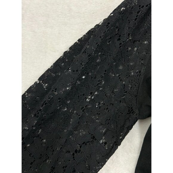 Liz Claiborne Womens Black Knit Sweater With Lace Sleeves & Tie Neck XXL-NWT - Picture 7 of 11